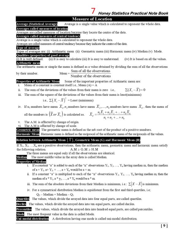 Statistics Practical Copy (Inter-I-II) - Honey Books